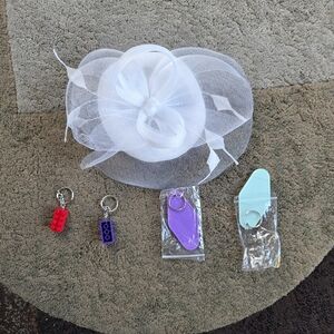 Elegant White Fascinator Hat + Key Chain